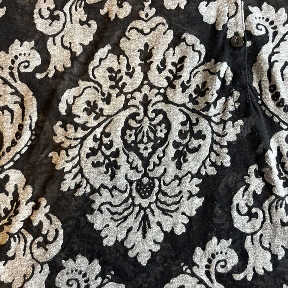 Denim & Supply Ralph Lauren Top Womens L Black Gray Sheer Gauze Romantic Floral - Picture 7 of 10